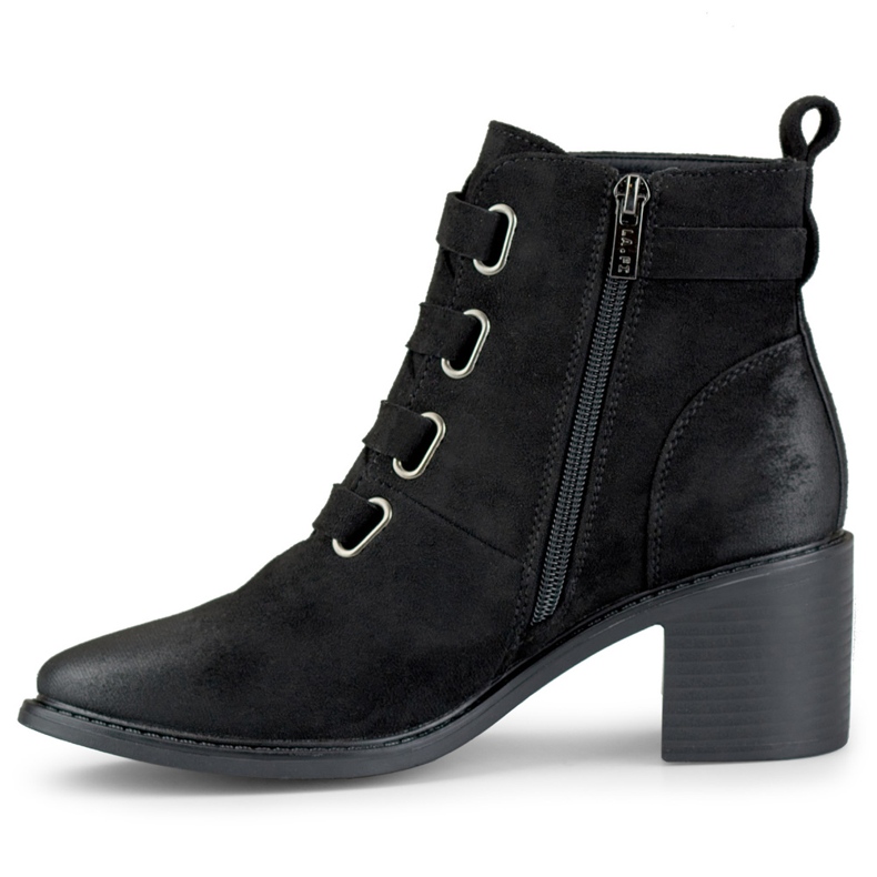 Bottines à talons bas pour femme en daim noir de Salin 1