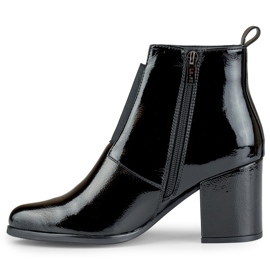 Bottes pour femmes élégantes élastiques noires laquées 1