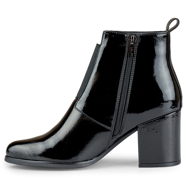 Bottes pour femmes élégantes élastiques noires laquées 1