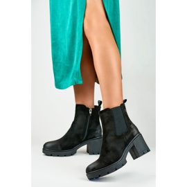 Bottes pour femmes en daim classiques sur le poteau Adeline le noir 2