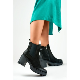Bottes pour femmes en daim classiques sur le poteau Adeline le noir 4