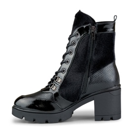 Bottes pour femmes à la mode en matériau décoratif noir 1