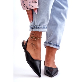 Les ballerines noires coulissantes de l'éco-cuir des femmes le noir 2