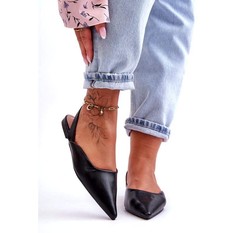 Les ballerines noires coulissantes de l'éco-cuir des femmes 2