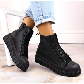 Bottes à plateforme lacées et zippées noires Big Star MM274625 1