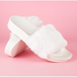Via Giulia  Tongs blanches avec fourrure 3