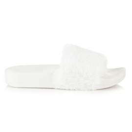Via Giulia  Tongs blanches avec fourrure 4