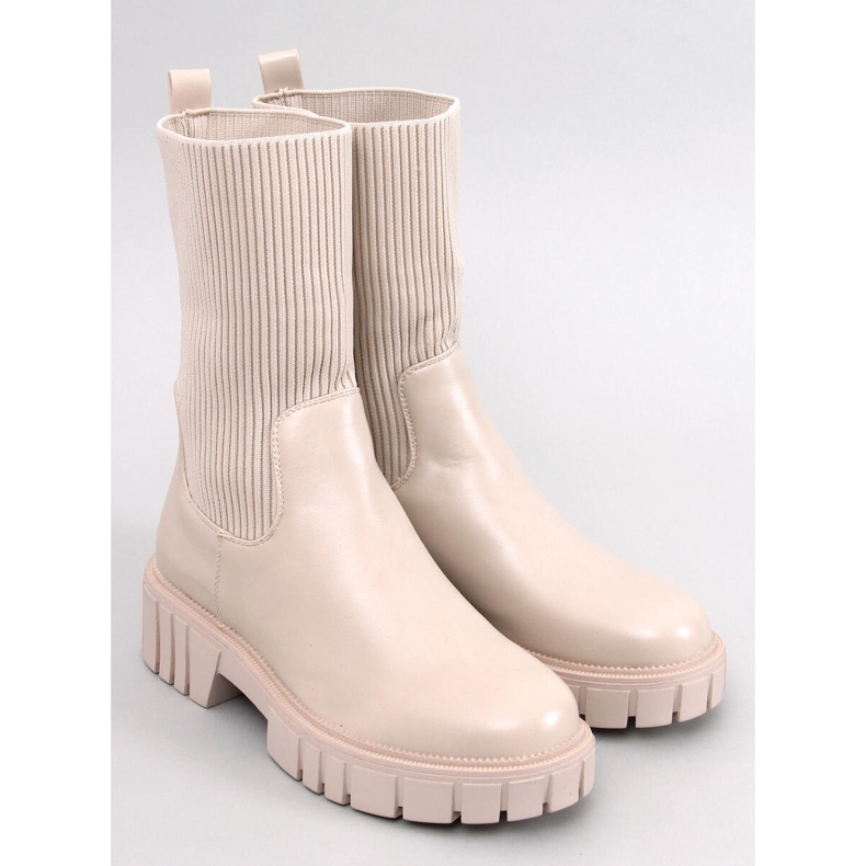 Bottines tige chaussette Farrell Beige 1