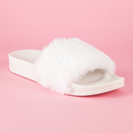 Via Giulia  Tongs blanches avec fourrure 2