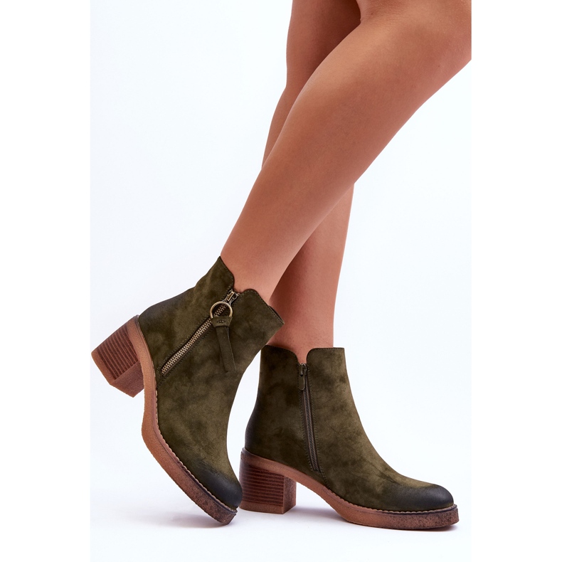 Bottines classiques en daim pour femmes, vert Limoso 2