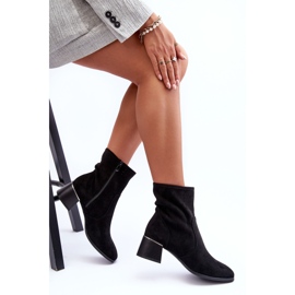Bottines à Talons Hauts Ajourées en Daim Perles Noires le noir 6