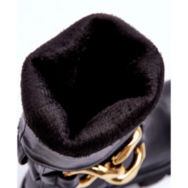 Bottines à Talon Plat en Cuir Noir Diominna le noir 9