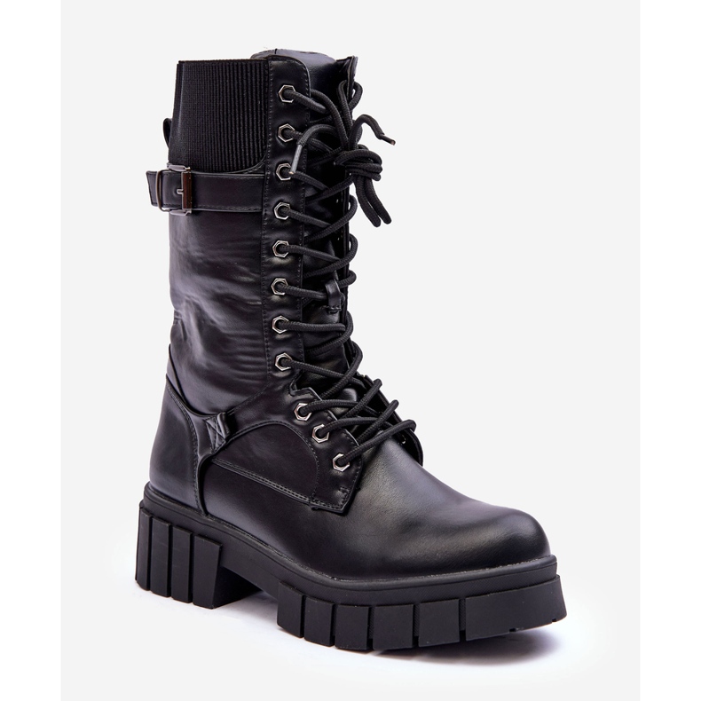 Bottes Hautes En Cuir Pour Femmes Travailleurs Noir Madit 1