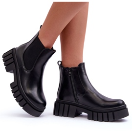 PG1 Bottines en cuir épaisses Bottines Chelsea Noir Orryss le noir 9