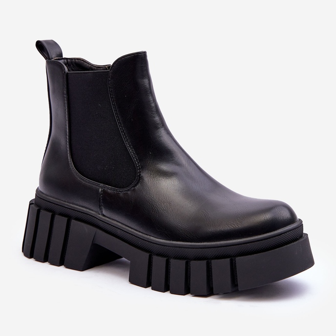 PG1 Bottines en cuir épaisses Bottines Chelsea Noir Orryss 1