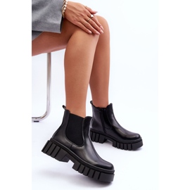 PG1 Bottines en cuir épaisses Bottines Chelsea Noir Orryss le noir 8