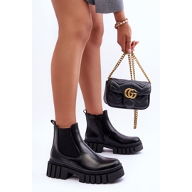 PG1 Bottines en cuir épaisses Bottines Chelsea Noir Orryss le noir 7
