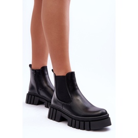 PG1 Bottines en cuir épaisses Bottines Chelsea Noir Orryss le noir 6