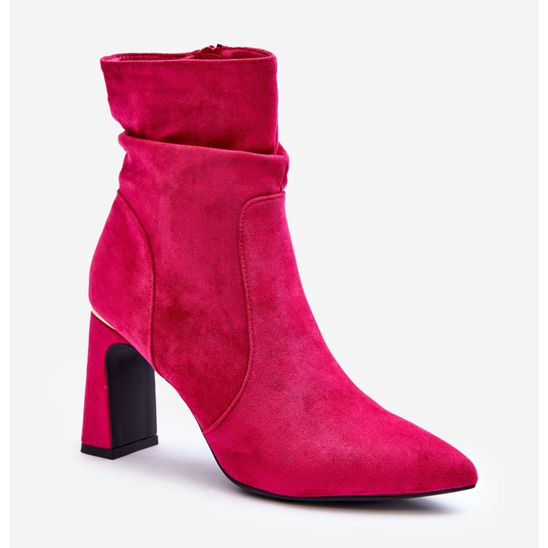 Bottines à talons en daim fuchsia Mellamene rose 1