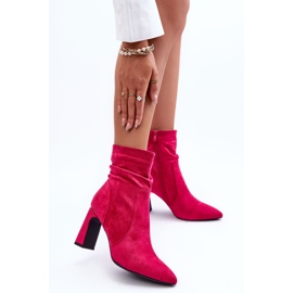 Bottines à talons en daim fuchsia Mellamene rose 3