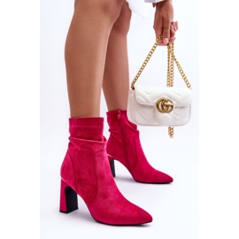 Bottines à talons en daim fuchsia Mellamene rose 7