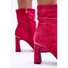 Bottines à talons en daim fuchsia Mellamene rose 5