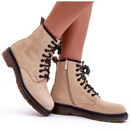 Bottes de travail à talon plat en daim Asteoris Beige 8