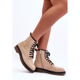 Bottes de travail à talon plat en daim Asteoris Beige 2