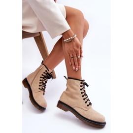 Bottes de travail à talon plat en daim Asteoris Beige 6