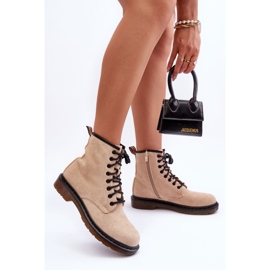 Bottes de travail à talon plat en daim Asteoris Beige 7