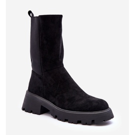 Bottes à talons plats en daim pour femmes noires Altandros 1