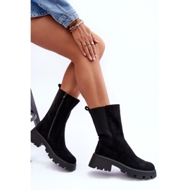 Bottes à talons plats en daim pour femmes noires Altandros le noir 6
