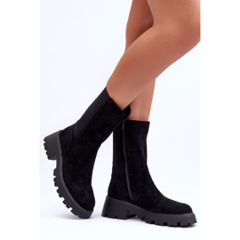 Bottes à talons plats en daim pour femmes noires Altandros 2