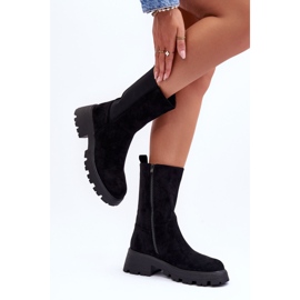 Bottes à talons plats en daim pour femmes noires Altandros le noir 3