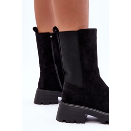 Bottes à talons plats en daim pour femmes noires Altandros le noir 4