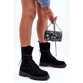 Bottes de Travail à Talon Plat en Daim Noir Jence le noir 5