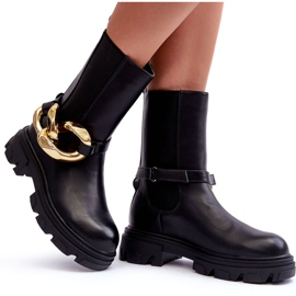PG1 Bottes en cuir à la mode Bottes Jodhpur avec chaîne Noir Kambiz le noir 7