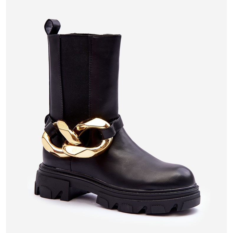 PG1 Bottes en cuir à la mode Bottes Jodhpur avec chaîne Noir Kambiz 1