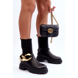 PG1 Bottes en cuir à la mode Bottes Jodhpur avec chaîne Noir Kambiz le noir 5