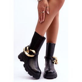 PG1 Bottes en cuir à la mode Bottes Jodhpur avec chaîne Noir Kambiz le noir 4