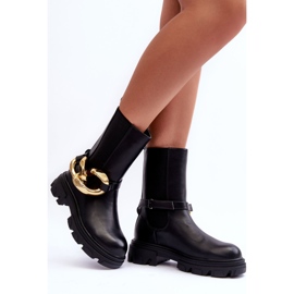 PG1 Bottes en cuir à la mode Bottes Jodhpur avec chaîne Noir Kambiz le noir 2
