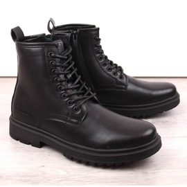 Bottes pour hommes Big Star MM174080 noires avec lacets et fermetures éclair le noir 1