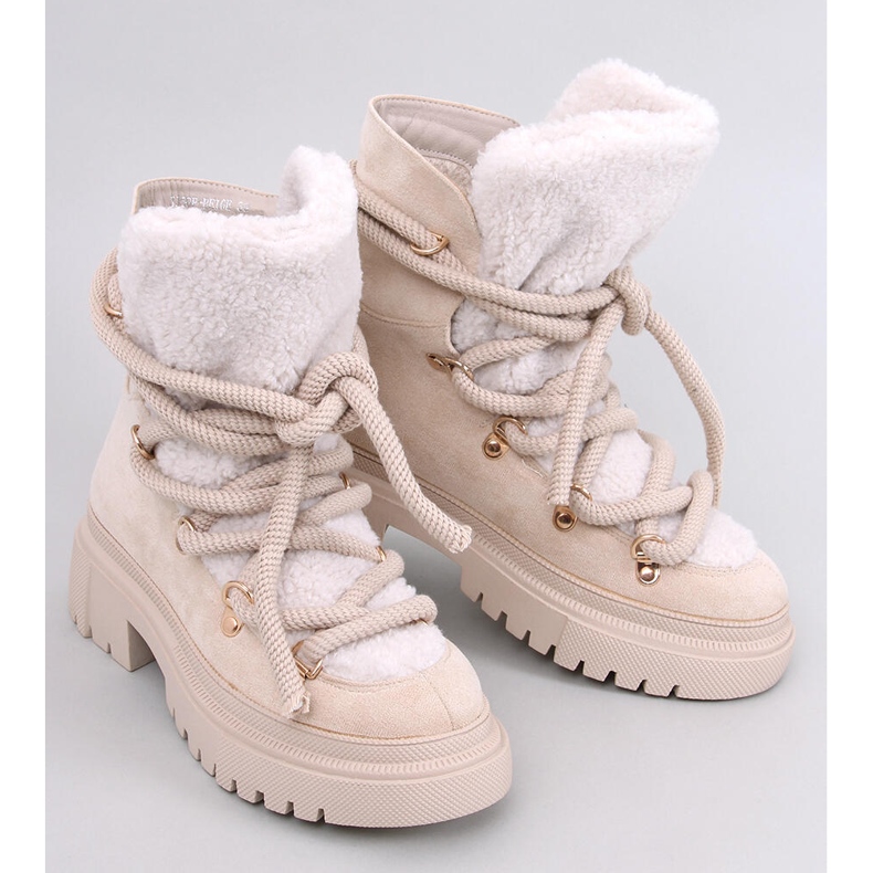 Boots de neige en peau de mouton Beige Karité 1