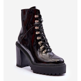 Bottines Laquées à Talons Chunky Noir Ikeshia 1