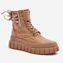 Bottines à plateforme en daim pour femmes Beige Rafter 1