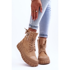 Bottines à plateforme en daim pour femmes Beige Rafter 4