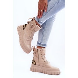 Bottes à plateforme en daim pour femmes, chevrons beige clair 3