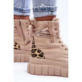 Bottes à plateforme en daim pour femmes, chevrons beige clair 5
