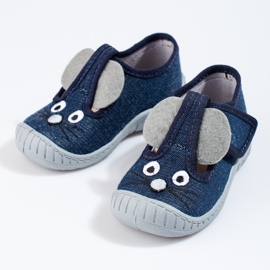 Chaussons souris velcro bleu marine de Shelovet 1