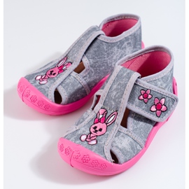 Chaussons gris-rose pour filles de Shelovet 1 Chaussons gris-rose pour filles de Shelovet 1